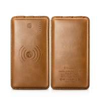 ICARER 2-in-1 10000mAh Real Leather Wireless Charging Power Bank