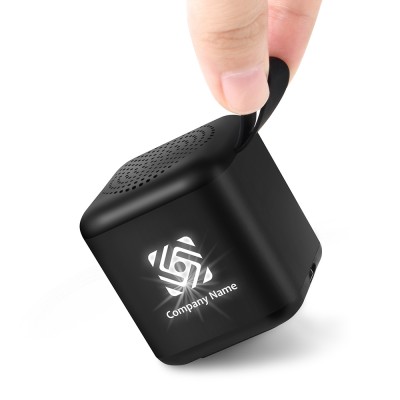 Light Up Logo Mini Portable Wireless Bluetooth Speaker With Carabiner